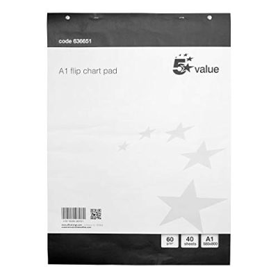 5 Star Value Flipchart Pad Perforated 40 Sheets A1 [Pack of 5]