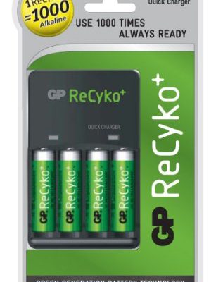 GP ReCyko AR03 6 Hour Charger with 4 AA Batteries – Black