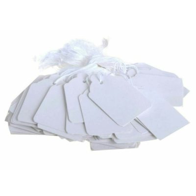 1000x Quality White Strung Price Ticket Tags Labels Retail Clothing Gift Tags