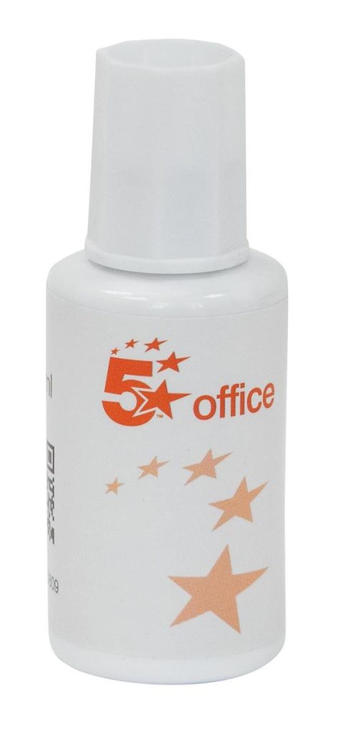 Brand New. 5 Star Correction Fluid Fast-drying with Integral Mixer Ball 20ml White [Pack 10]