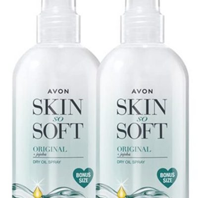 2 x Avon Skin So Soft Dry Oil Spray Formulated with Jojoba and Vitamin E 150ml to Lock in Moisture