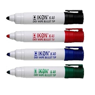 Hainenko Value Bullet Tip Dry Wipe Marker - Assorted Colour (Pack of 4)