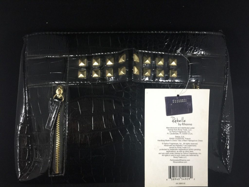 New Women's Rihanna Rebelle Black Clutch Bag Handbag