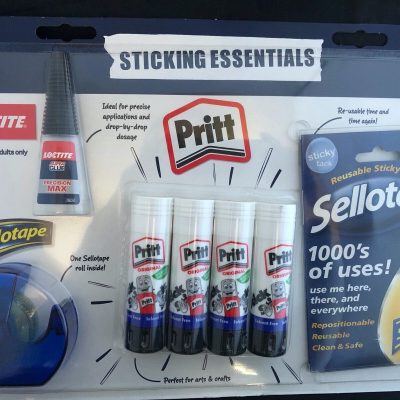 NEW Sticking Essentials Sellotape + Loctite Glue + Pritt Stick x4 + Sellotac 