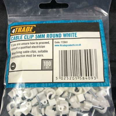 4TRADE CABLE CLIP 5MM ROUND WHITE 100 QTY