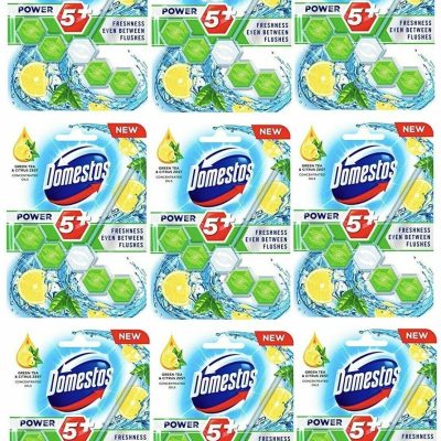 Domestos Power 5 GREEN TEA AND CITRUS ZEST Toilet Rim Block 55g Pack of 9