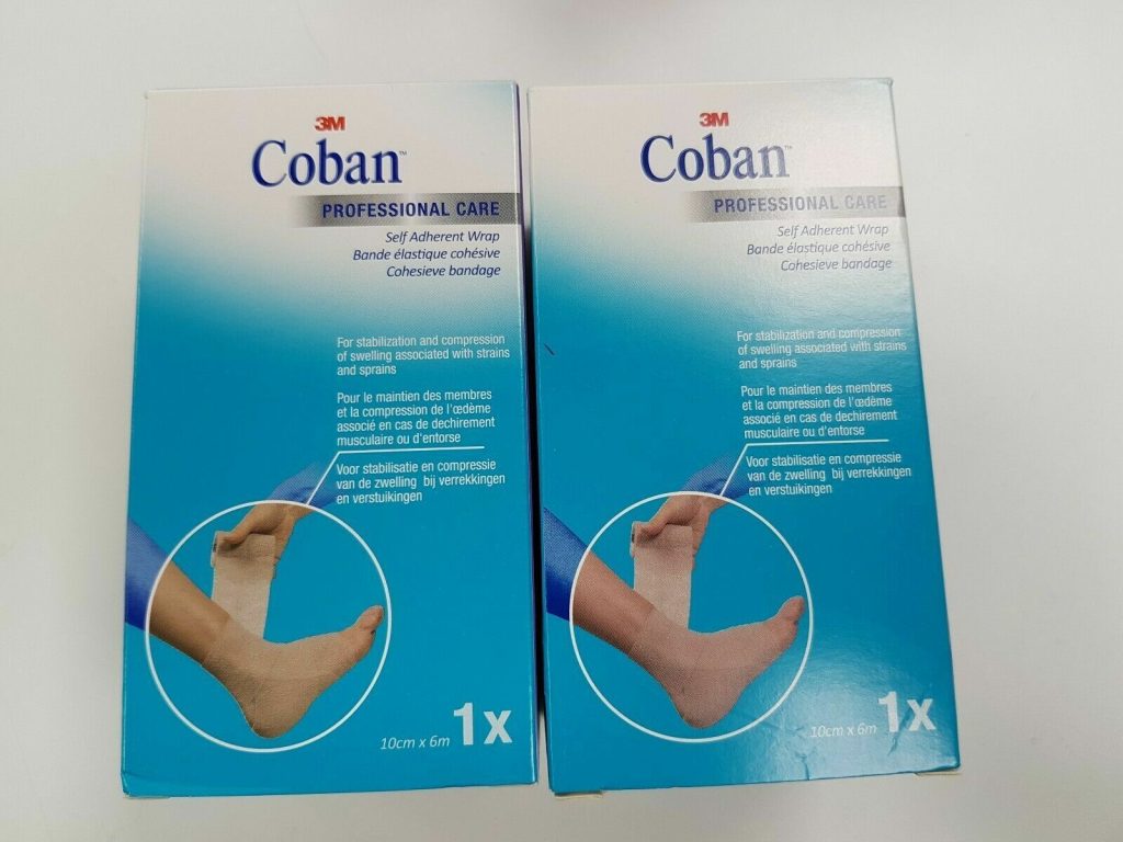 2 x 10cm x 6m 3M Coban Self Adhesive Cohesive Bandage Wrap To Secure Dressing