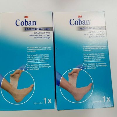 2 x 10cm x 6m 3M Coban Self Adhesive Cohesive Bandage Wrap To Secure Dressing