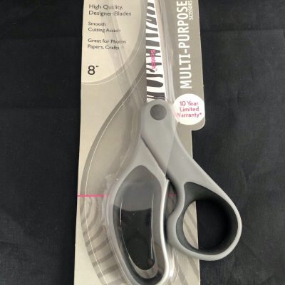 Scotch 8-Inch Multi-Purpose Scissors, Designer Blades, Zebra Print grey