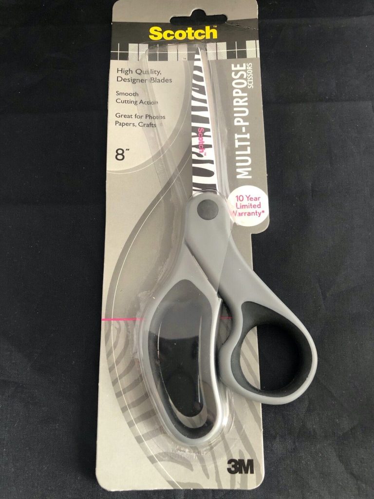 Scotch 8-Inch Multi-Purpose Scissors, Designer Blades, Zebra Print grey