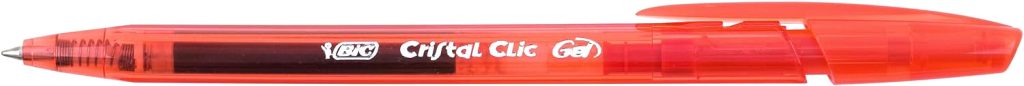 BIC CRISTAL CLIC GEL BALLPOINT RED PEN RETRACTABLE INK ROLLER MEDIUM WRITING