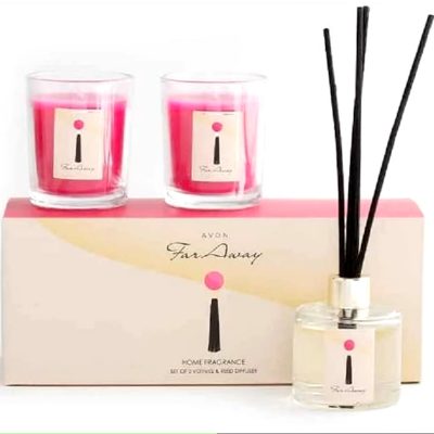 Avon Far Away Home Fragrance Gift Set Diffuser + 2 candles BNIB