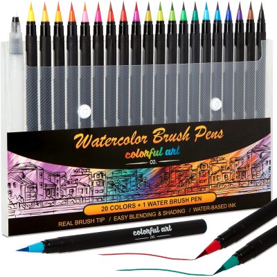 Colorful Art Co. Watercolour Soft Brush Pen Set - 20 Colours