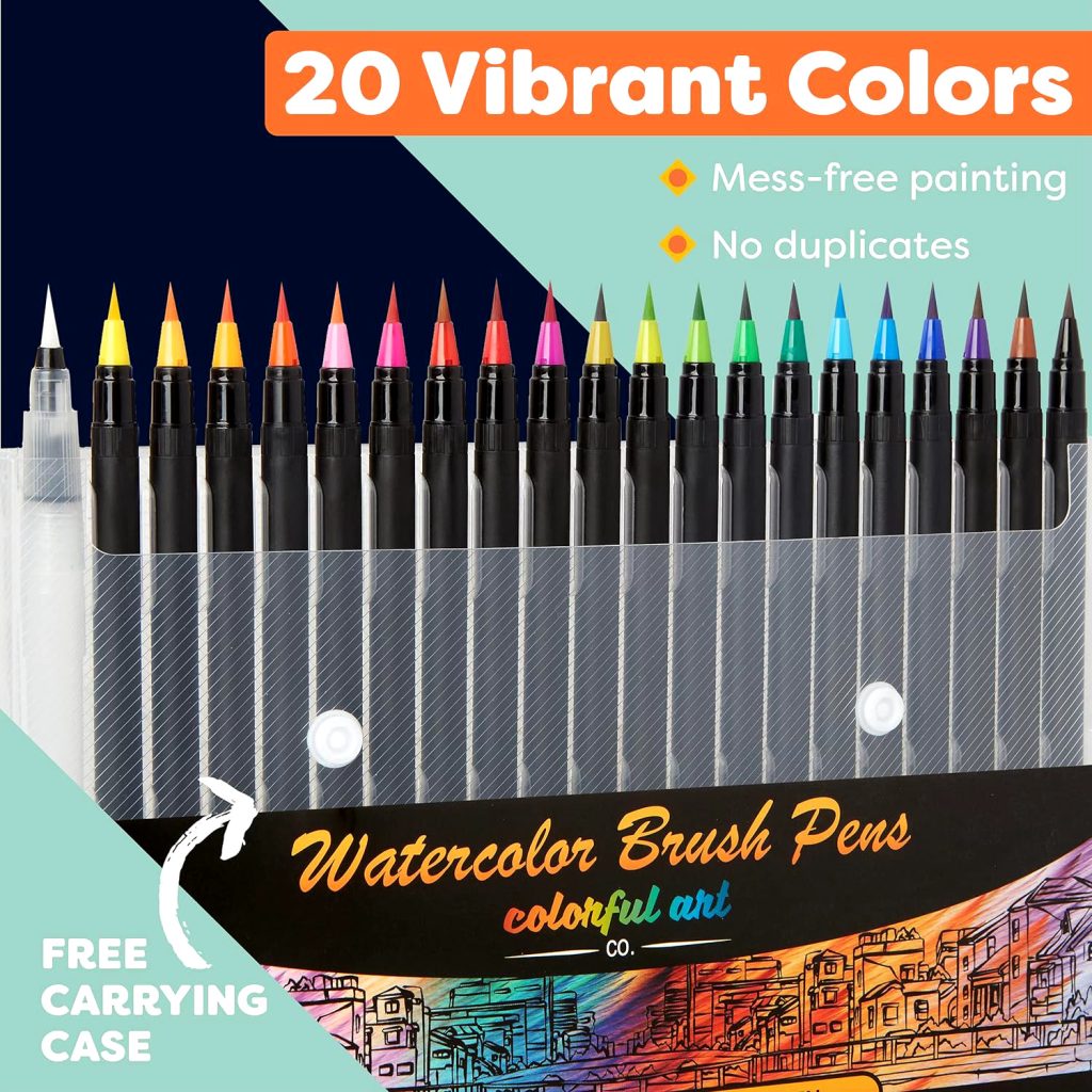 Colorful Art Co. Watercolour Soft Brush Pen Set - 20 Colours