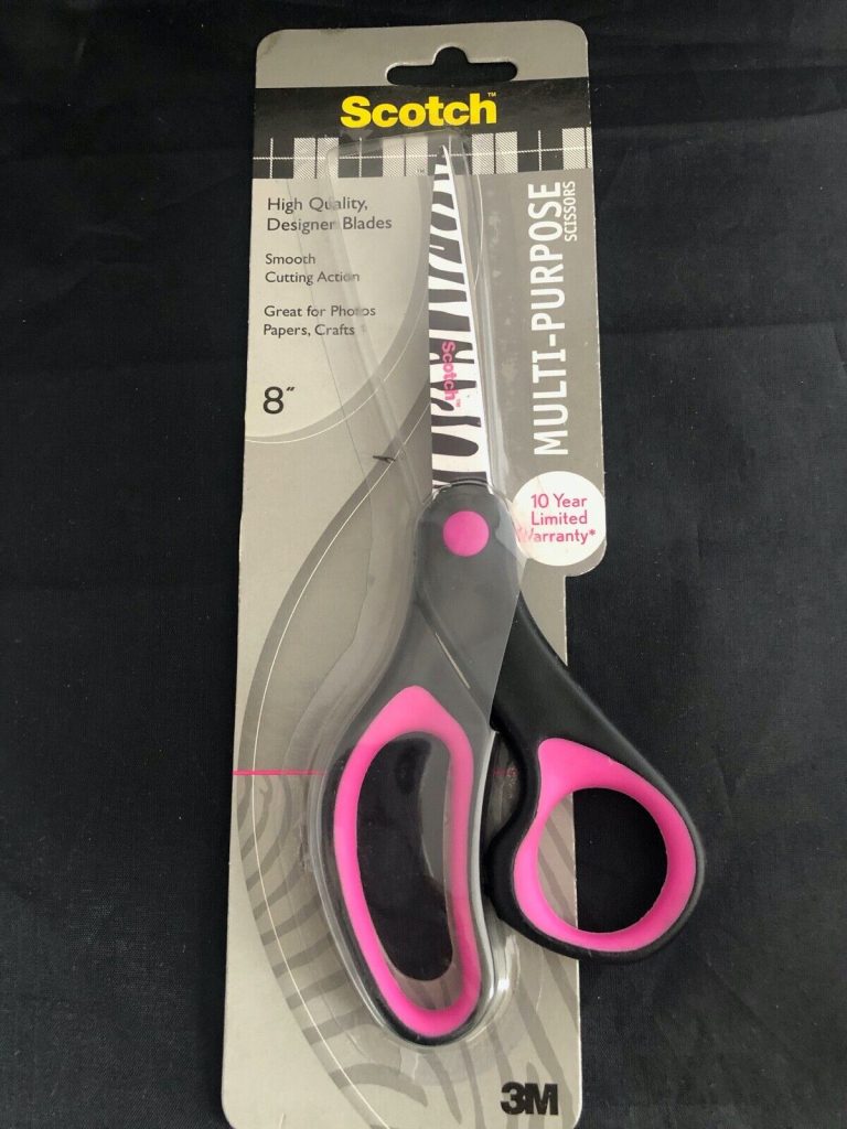 Scotch 8-Inch Multi-Purpose Scissors, Designer Blades, Zebra Print pink