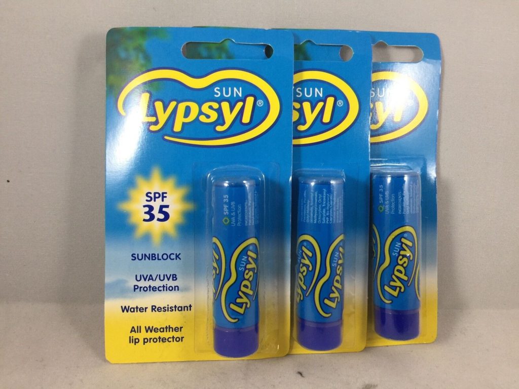 3 X SUN LYPSYL SPF 35 SUNBLOCK UVA/UVB PROTECTION WATER RESISTANT ALL WEATHER