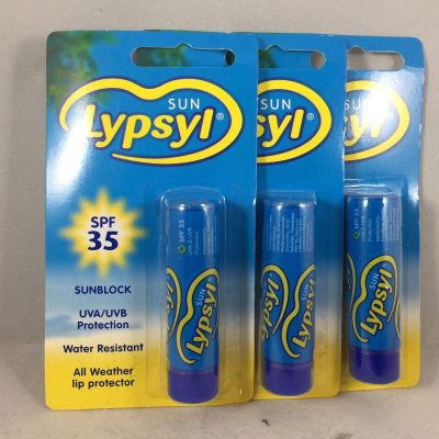 3 X SUN LYPSYL SPF 35 SUNBLOCK UVA/UVB PROTECTION WATER RESISTANT ALL WEATHER