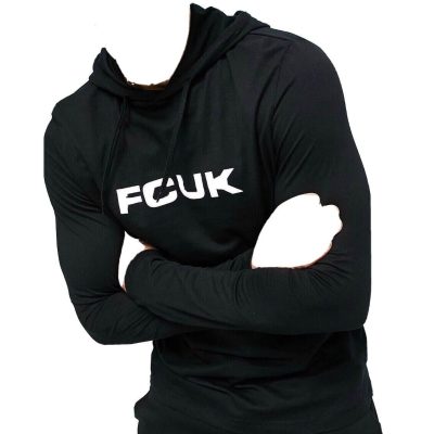 Mens FCUK French Connection Long sleeve logo hooded top black Size L New Hoodie