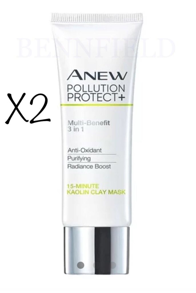 2 x Avon Anew Pollution Protect+ 15 Minute Kaolin Clay Face Mask 50ml BNIBs