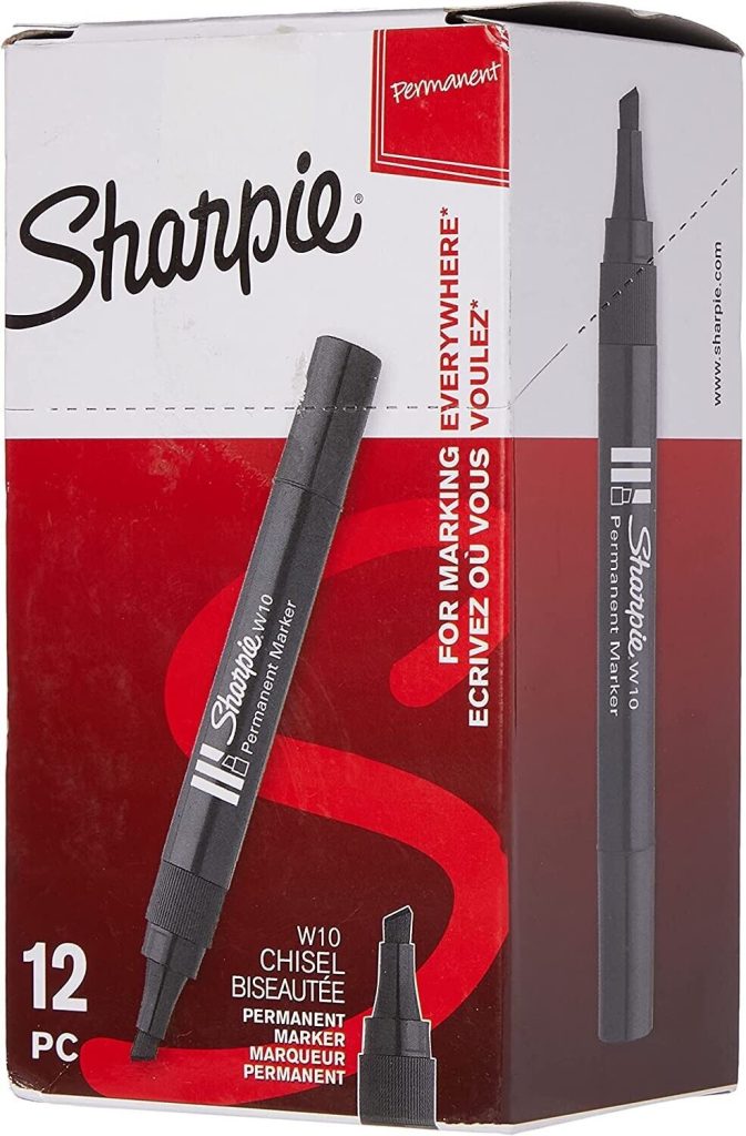 Sharpie W10 permanent marker chisel tip nib black ink pens set pack of 12