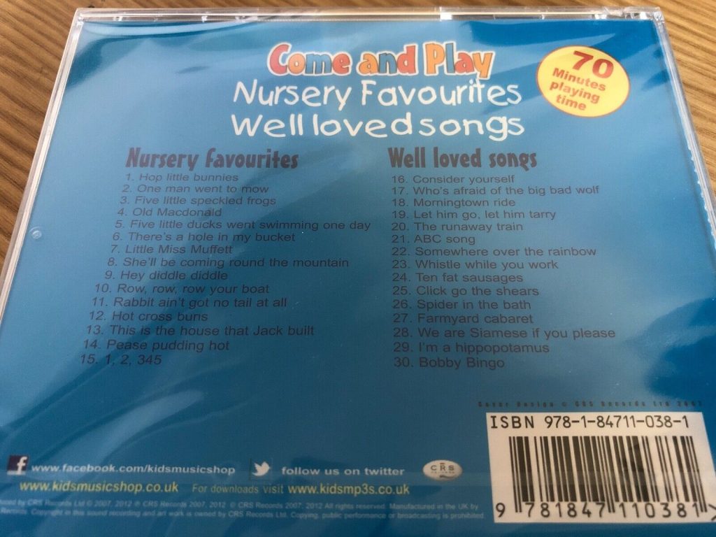 Various Artists : Come and Play: Nursery Favourites & Well Loved Songs CD Audio