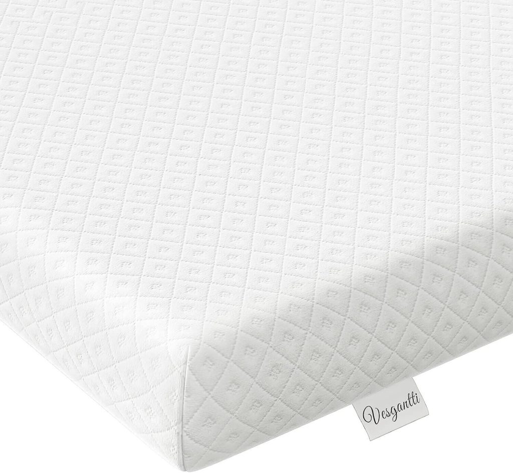 Vesgantti 2 Inch Memory Foam Mattress Topper Double, Gel & Bamboo Charcoal