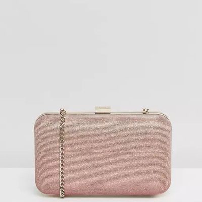 DUNE LONDON ROSE GOLD METALLIC RIBBED LUREX CLUTCH BAG 638BSAHARAH