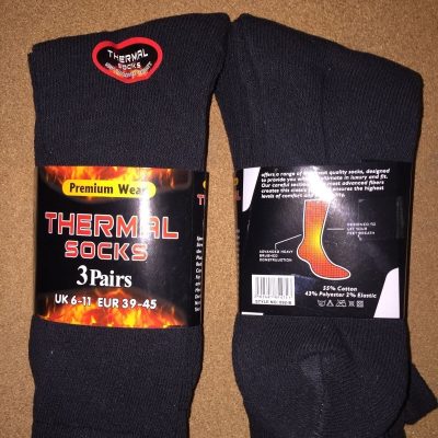 6 Pairs Mens Thermal Socks PREMIUM WEAR size 6 - 11 uk Black