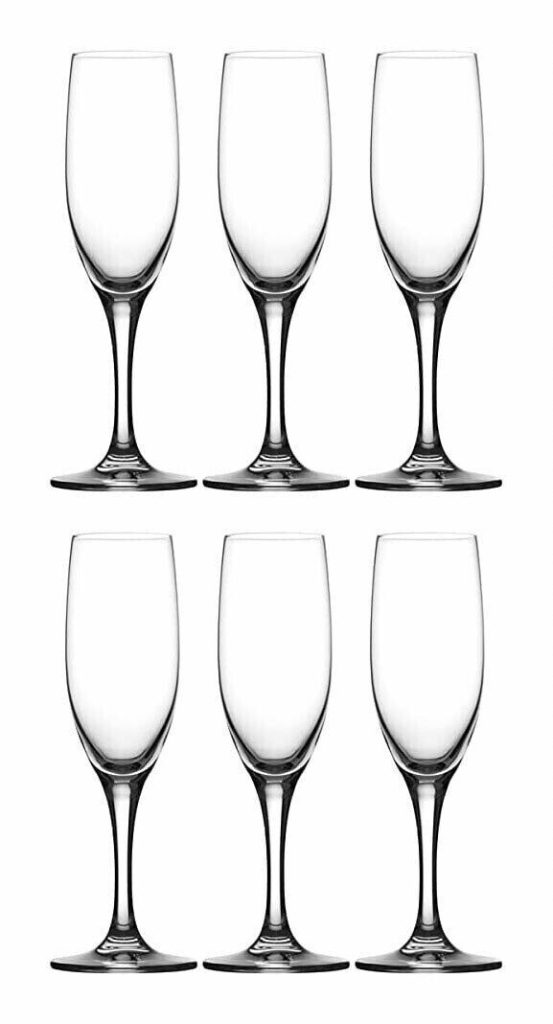 6 Set Champagne Glasses Sparkling Wine Prosecco Flutes 190ml Clear Crystal