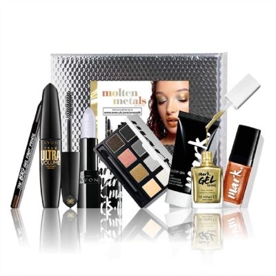 Trend Edit Molten Metals Pack by Avon - 7 full size makeup items to get the look - silver, gold and bronze