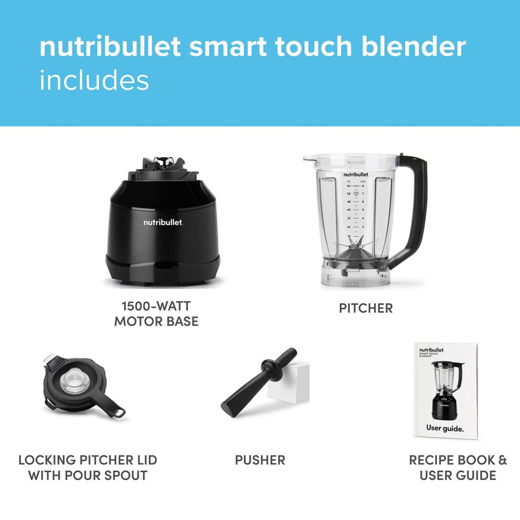 Nutribullet Smart Touch Hot and Cold Food & Smoothie Blender Mixer With 3 Speed Settings – Perfect For Soups, Smoothies, Purees & Grinding Nuts – Powerful 1500W, Large 1.85L Jug For Home Kitchen