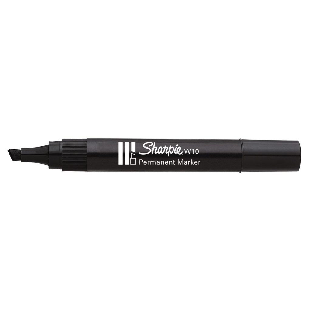 Sharpie W10 Permanent Marker Chisel Tip 1.2-5mm Line Black [Pack of 12]