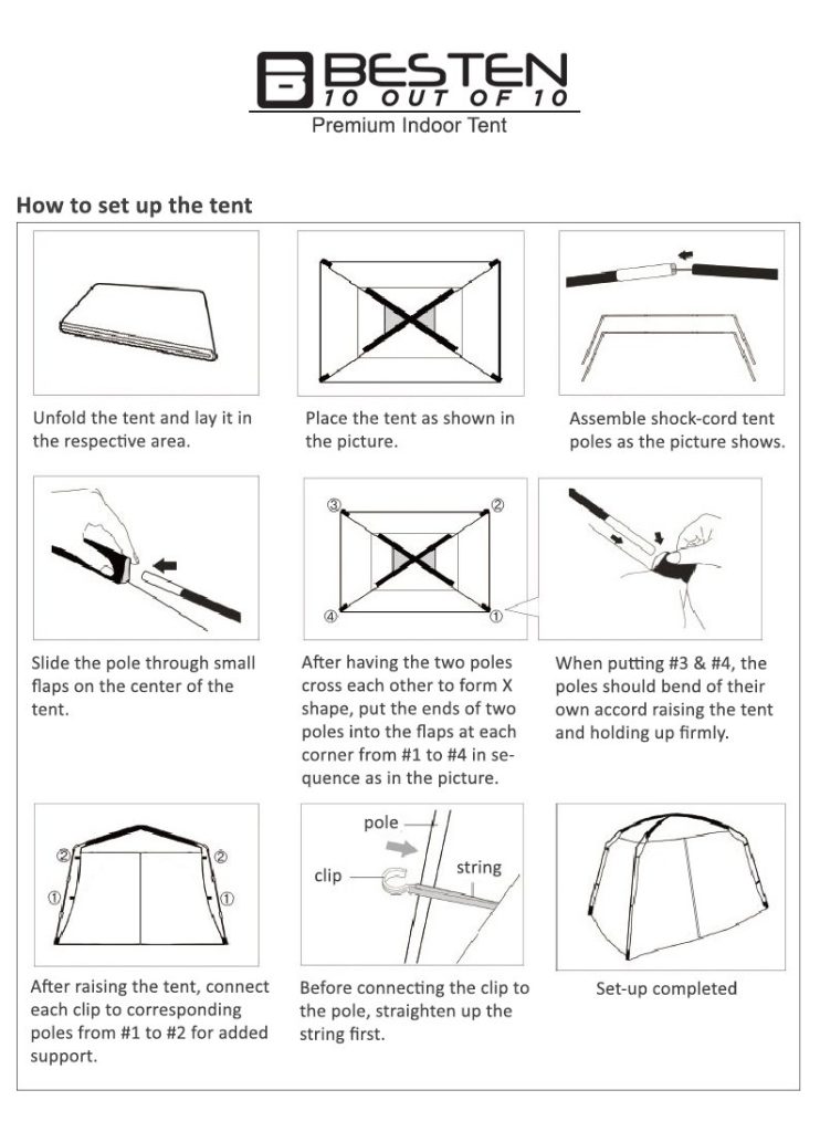 BESTEN Floorless Indoor Privacy Tent on Bed with Color Poles for Cozy Sleep in Drafty Rooms