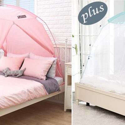 BESTEN Floorless Indoor Privacy Tent on Bed with Color Poles for Cozy Sleep in Drafty Rooms