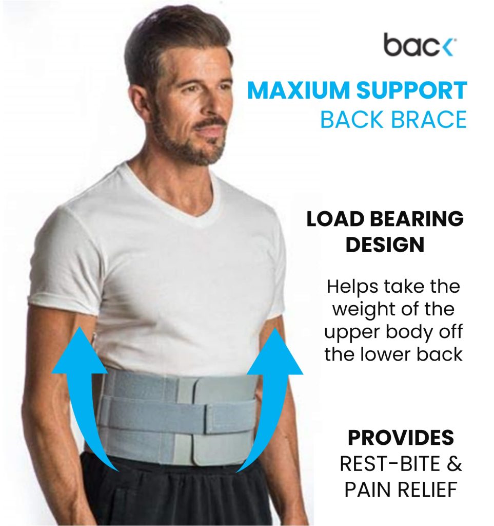 back Maximum Support Lower Brace, Unisex Lumbar Support Belt, Adjustable Brace for Pain Relief and Injury Prevention, London Spine Clinic Approved (Medium)