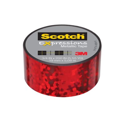 Scotch Expressions Metallic Tape, 3/4 x 200 , Red Crinkles, 6 Rolls (C414-P2) by Scotch