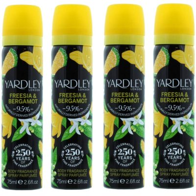 Pack of 6, Yardley Of London Freesia & Bergamot Deodorising Body Spray 75ml