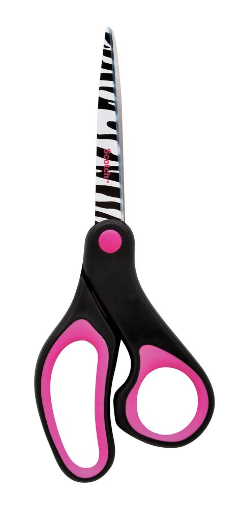 Scotch 8-Inch Multi-Purpose Scissors, Designer Blades, Zebra Print Pink/Black and Grey/Black, 8 inch blades, Mixed Case (1428-PR)