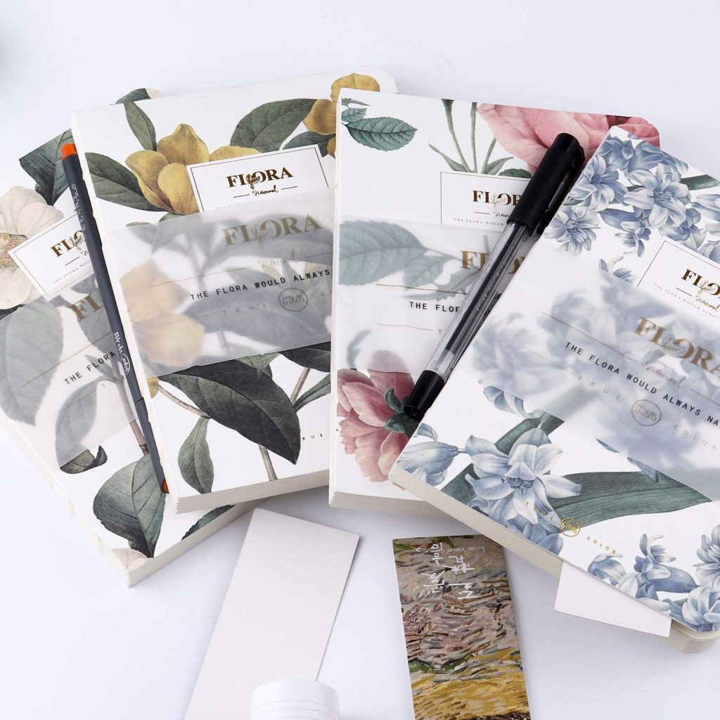 Sky Sailing-Flower Cover Notebook ，Diary,Drawing Book, Premium Thick Paper,Exquisite Pattern 5''×7''