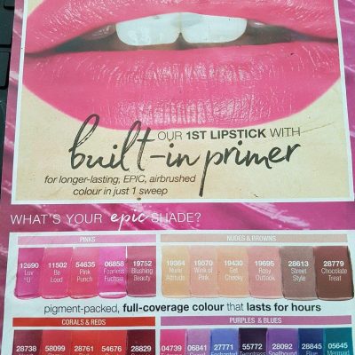 Avon Mark Epic Lipstick with built in PRIMER. CORAL BURST