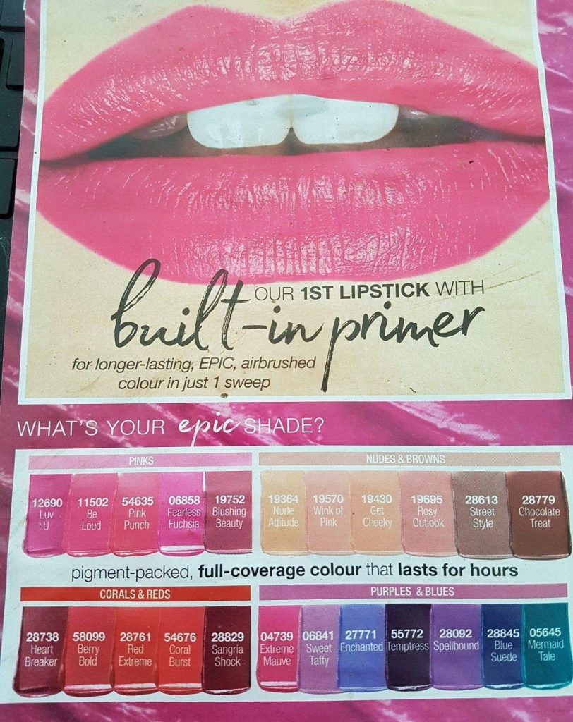 Avon Mark Epic Lipstick with built in PRIMER. CORAL BURST