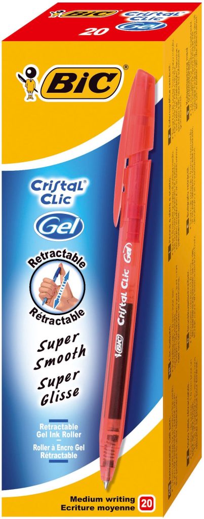 BIC Cristal Clic Gel Ball Pen Box of 20 - Red