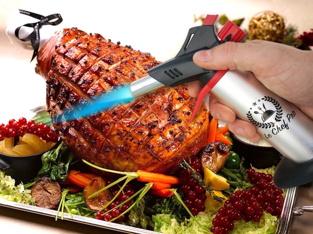 DOUBLE FLAME Culinary Torch for Creme Brulee, Best Butane Torch, Kitchen Food Torch, Professional Grade Chefs Blow Torch, Cooks Searing Torch for Cooking and Baking, Delicious Desserts Every time