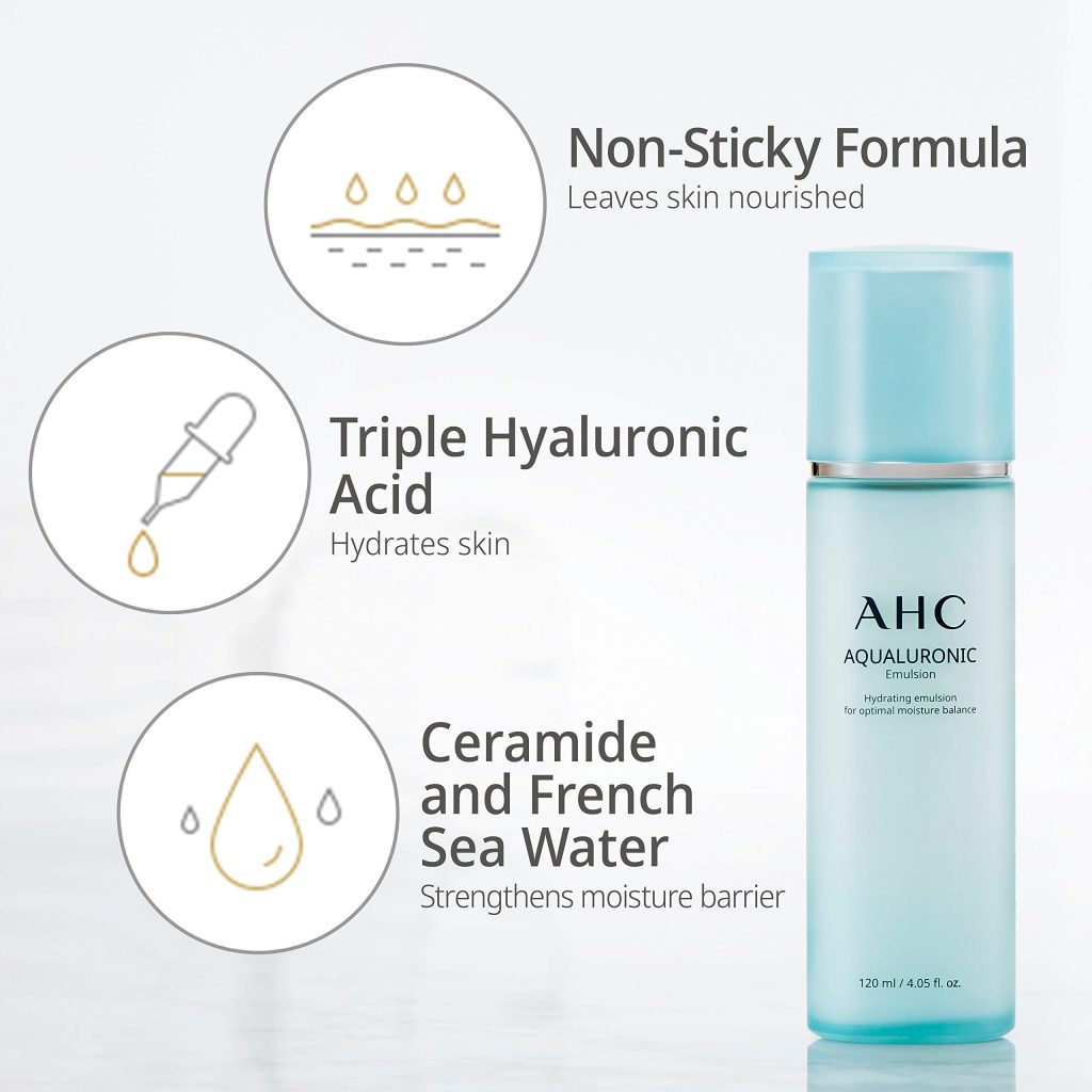 AHC Hydrating Aqualuronic Emulsion Korean Skincare Face Lotion 120 ml