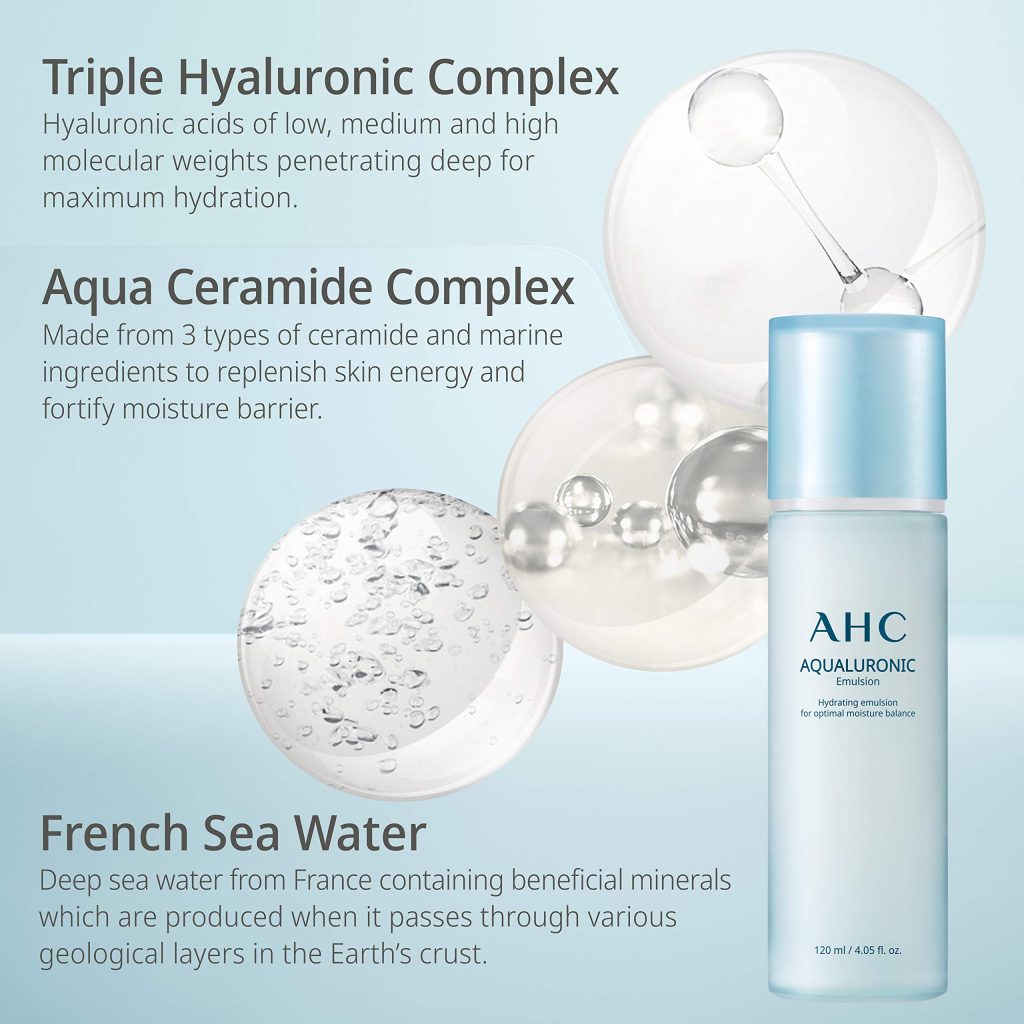 AHC Hydrating Aqualuronic Emulsion Korean Skincare Face Lotion 120 ml