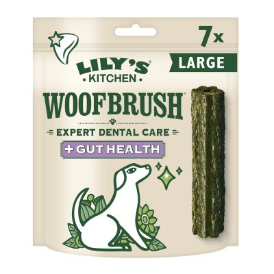 Lily's Kitchen Woofbrush Gut Health Dental Chew - Natural Dental Sticks for Large Dogs (4 Packs of 7 Chews)