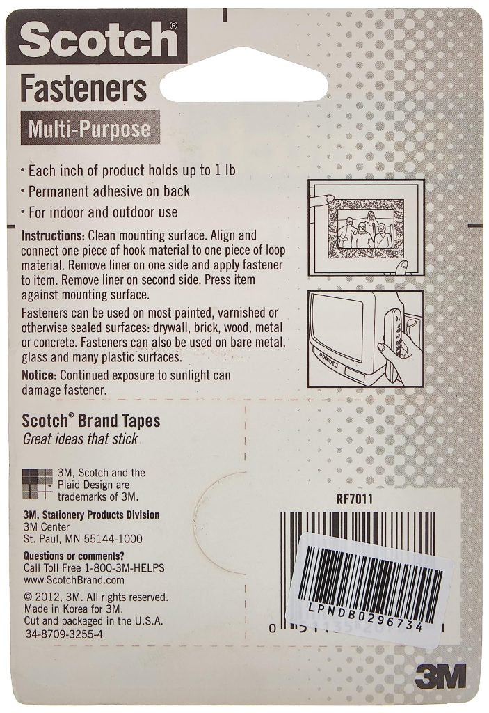 Scotch Multi-Purpose Fasteners, Black, 3/4 x 18 Inch, (RF7011) by Scotch