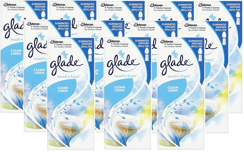 GLADE TOUCH N FRESH REFILLS CLEAN LINEN 10ML EACH (PACK OF 12)