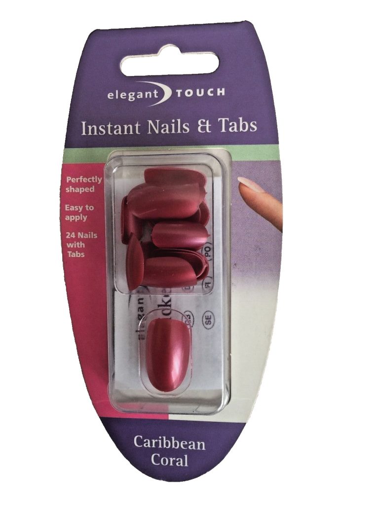 3 x 24 nails elegant touch false nails caribbean coral INSTANT NAILS AND TABS