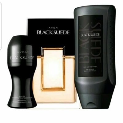 AVON MEN BLACK SUEDE SET OF 3 EDT 75ML, ROLL ON & BODY WASH CHRISTMAS GIFT HIM